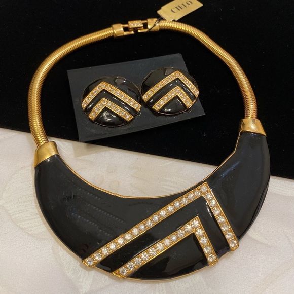 Vintage 80’s Alexis Kirk Choker And Earrings - Picture 1 of 5